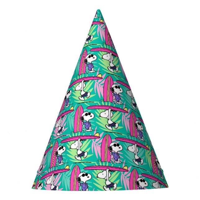 Chapeaux De Fêtes cacahuètes | Snoopy Turquoise Surf Motif (Devant)