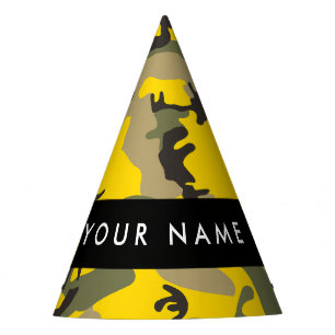 Chapeaux De Fêtes Camouflage jaune et vert Votre nom Personnalisez