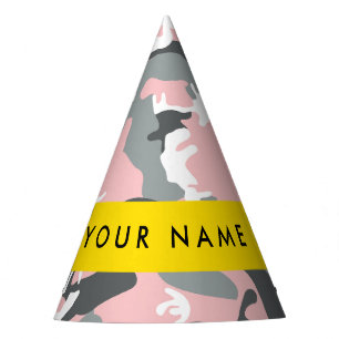 Chapeaux De Fêtes Camouflage rose et gris Votre nom Personnalisez