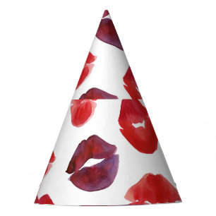 Chapeaux De Fêtes Canne à lèvres Valentine, Aquarelle Impression tra