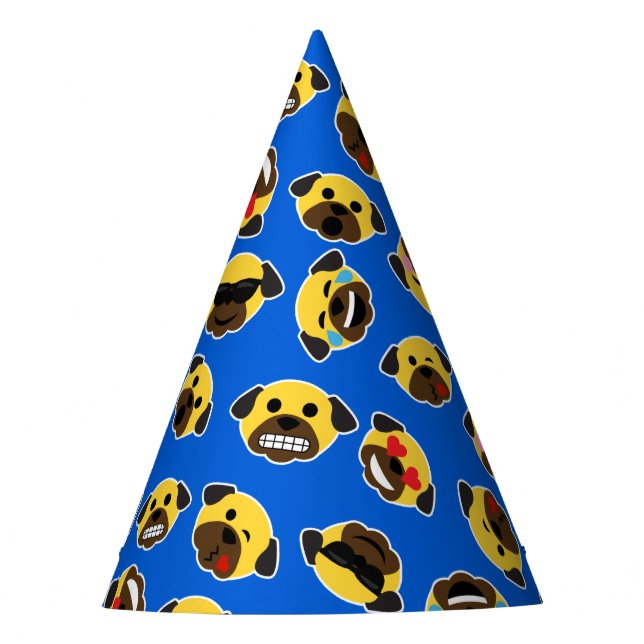 Chapeaux De Fêtes Carlin Emojis sur la fête d'anniversaire bleue (Devant)