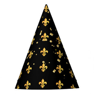 Chapeaux De Fêtes Carnaval Mardi Gras Arlequin Gold Fleur de Lis