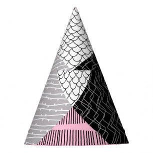 Chapeaux De Fêtes Carreaux de patchwork, motif de dessin main libre.