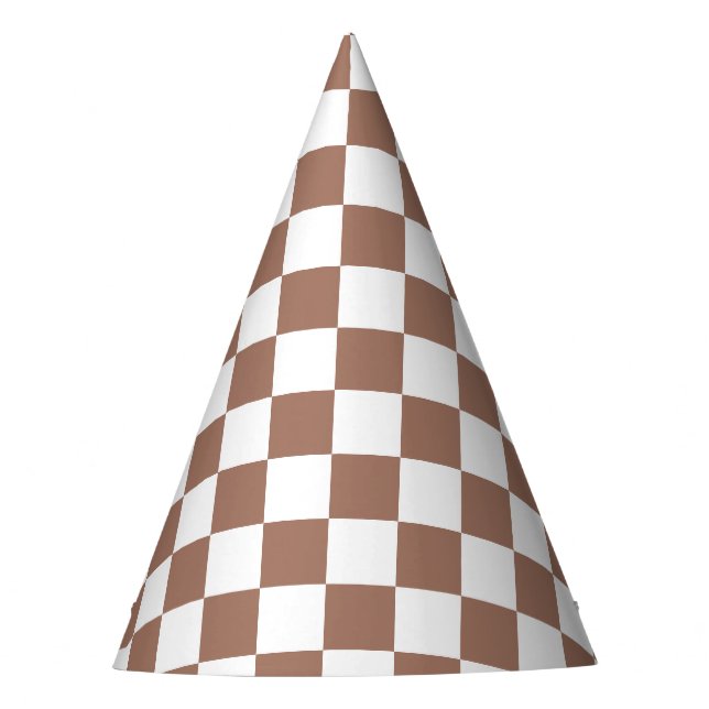 Chapeaux De Fêtes Carrés Checker mocha brun blanc géométrique rétro (Devant)