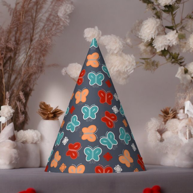 Chapeaux De Fêtes Cartoon à papillon multicolore (Butterfly cartoon Paper party hat, Kids,adults,party birthday hat,Baby Shower,wedding,celebration ha)