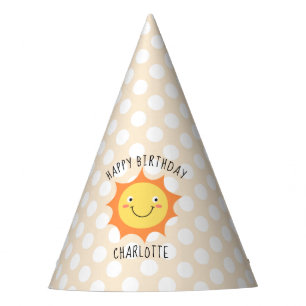 Chapeaux De Fêtes Cartoon souriant Soleil Or Joyeux Anniversaire