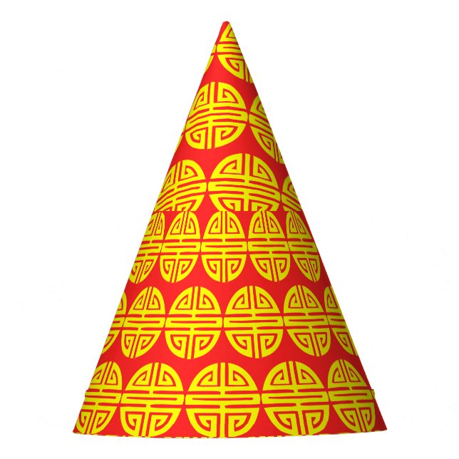 Chapeaux De Fêtes Casquette chinois de rouge de longévité de (Devant)