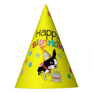 Chapeaux De Fêtes Casquette d'anniversaire de Boston Terrier papier