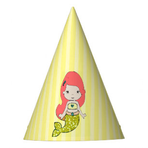 Chapeaux De Fêtes Casquette d'anniversaire de sirène de jaune de