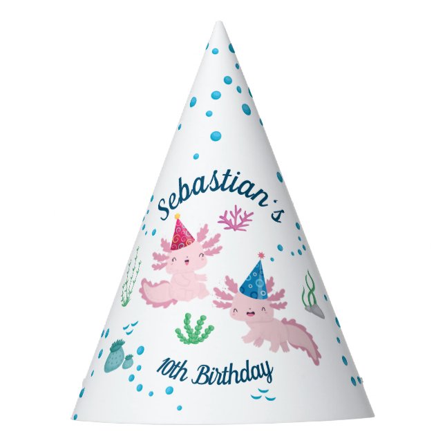Chapeaux De Fêtes Casquette de fête d'anniversaire blanc Axolotl sou (Devant)