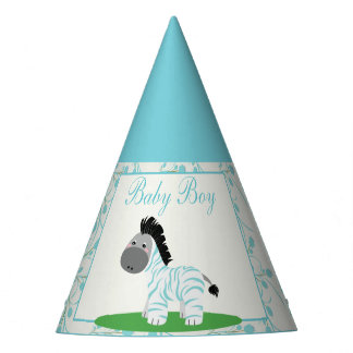 Chapeaux De Fêtes Casquette de la fête du Baby shower Blue Zebra