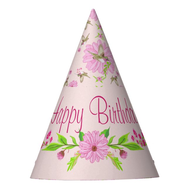 Chapeaux De Fêtes Casquette de la fête florale rose et verte (Devant)