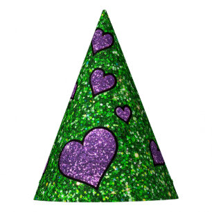 Chapeaux De Fêtes Casquette de la Parties scintillant verte et viole