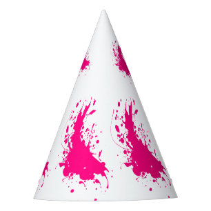 Chapeaux De Fêtes Casquette de la soirée Pink Paint Splatter