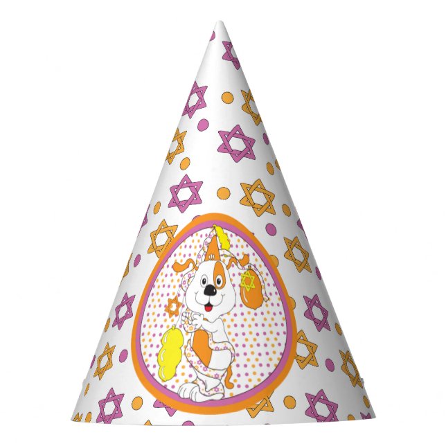 Chapeaux De Fêtes Casquette du parti Hanoukka "Zeevie/chien avec bal (Devant)