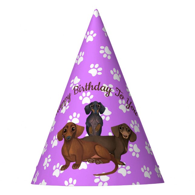 Chapeaux De Fêtes Casquette du parti Purple Dachshund (Devant)