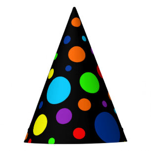 Chapeaux De Fêtes Casquettes de la partie Black Rainbow Spots