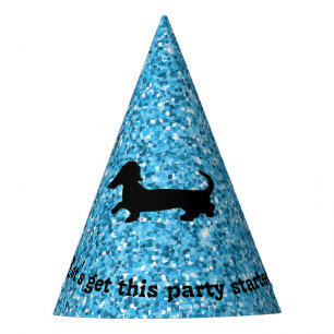 Chapeaux De Fêtes Casquettes de la Parties scintillant bleue Dachshu