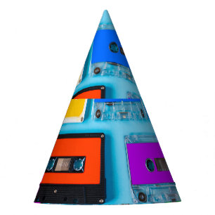 Chapeaux De Fêtes Cassette Rétro : Collection Arrière - plan Bleue