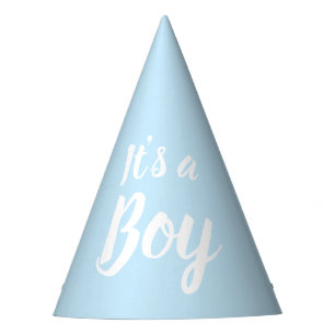 Chapeaux De Fêtes C'est un garçon, un baby shower bleu clair, rév