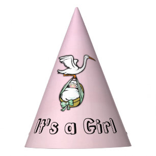 Chapeaux De Fêtes C'est une fille que la cigogne amène bébé