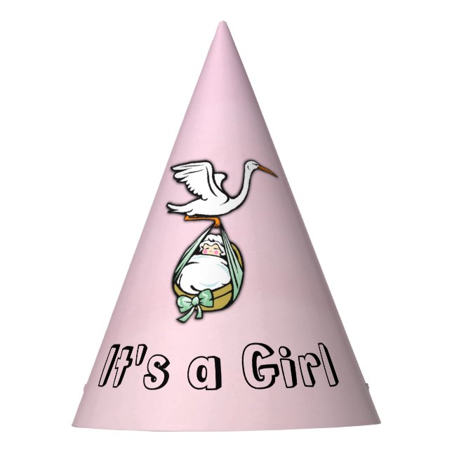 Chapeaux De Fêtes C'est une fille que la cigogne amène bébé (Devant)
