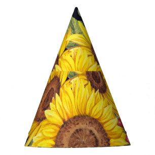 Chapeaux De Fêtes Champ de tournesol : aquarelle noir arrière - plan