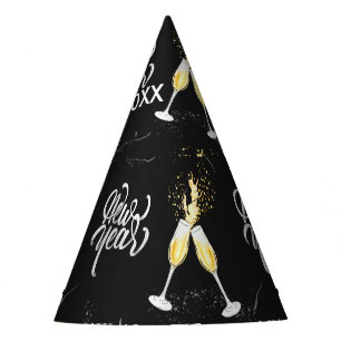 Chapeaux De Fêtes Champagne Gold Black Verre Confetti Moderne Pa