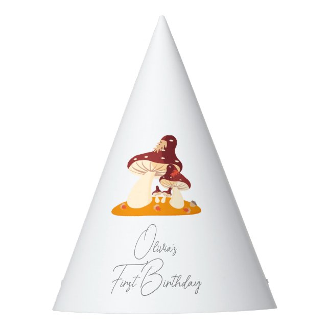 Chapeaux De Fêtes Champignon forestier Premier anniversaire (Devant)