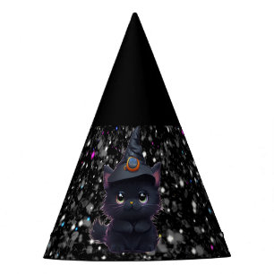 Chapeaux De Fêtes Chat noir d'Halloween blanc mignon