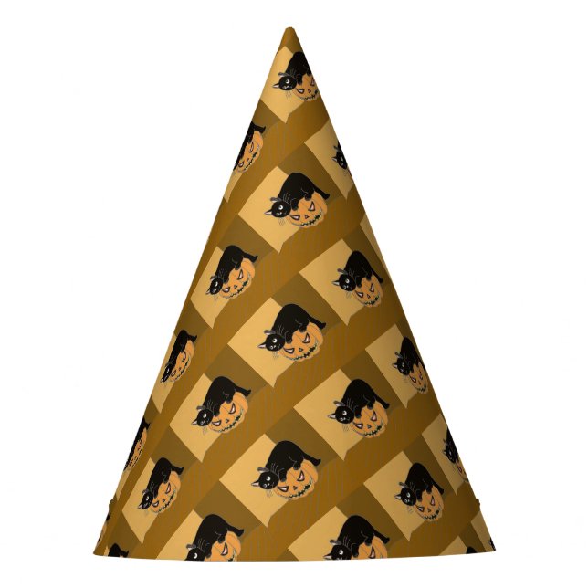Chapeaux De Fêtes Chat noir sur un Citrouille (Devant)