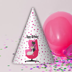 Chapeaux De Fêtes Chats du milieu du siècle Passez chaise rose Pois