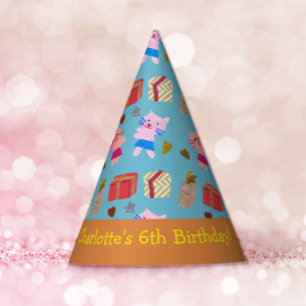 Chapeaux De Fêtes Chats et cadeaux Joueurs Anniversaire de enfant bl