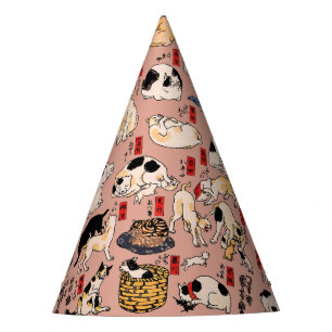 Chapeaux De Fêtes chats japonais Ukiyo-e Funny kitty