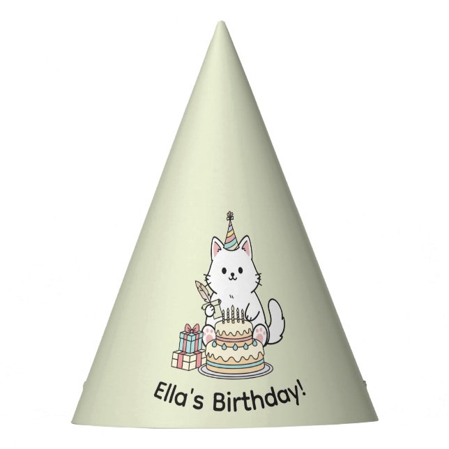 Chapeaux De Fêtes Cheery Cat Birthday Cake Customizable Design (Devant)