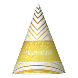 Chapeaux De Fêtes Chevrons et rayures de feuille d'or de Faux