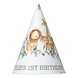 Chapeaux De Fêtes Chic Jungle Animaux Verdure 1er anniversaire Garç