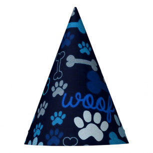 Chapeaux De Fêtes Chien bleu Empreinte de patte et os