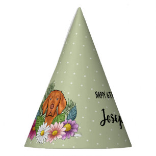 Chapeaux De Fêtes Chien Braque Hongrois Fleurs d'Été Joyeux Annivers