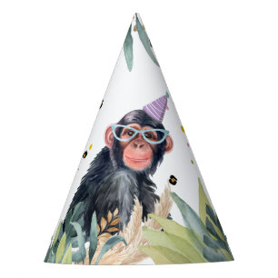 Chapeaux De Fêtes Chimpanzé Singe Fête Animaux Safari Anniversaire
