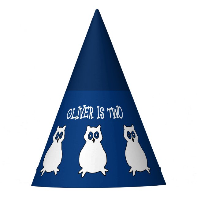 Chapeaux De Fêtes Chouette bleu marine Anniversaire (Devant)
