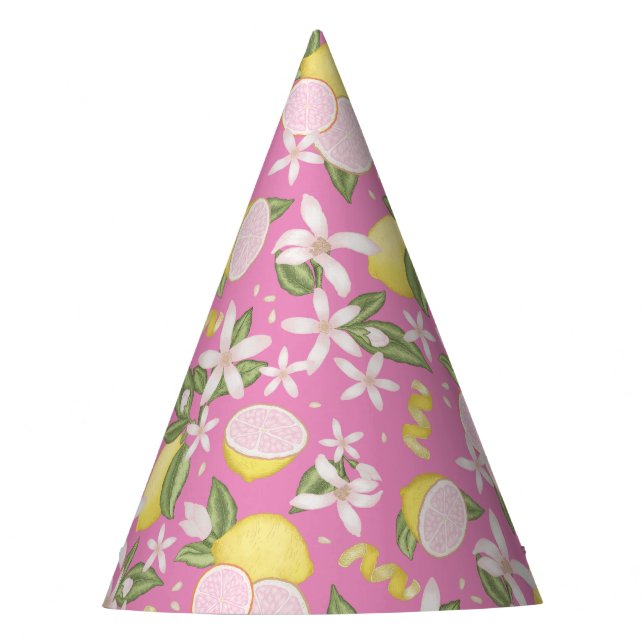 Chapeaux De Fêtes Citron rose Floral Casquette fête d'anniversaire (Devant)