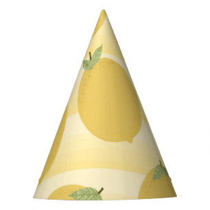 Chapeaux De Fêtes Citrons Jaunes Fruits d'Été Aquarelle Rayures Fête
