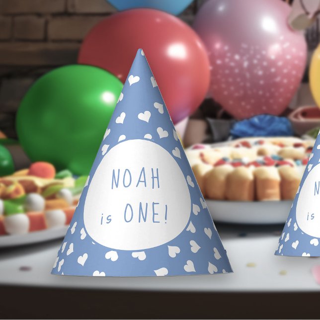 Chapeaux De Fêtes Coeurs doux n'importe quel âge Bleu fête d'anniver (Party Hats - from my Car and Balloons Valentine Birthday Collection)