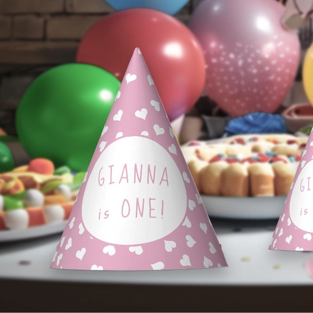 Chapeaux De Fêtes Coeurs doux n'importe quel âge rose fête d'anniver (Party Hats - from my Car and Balloons Valentine Birthday Collection)