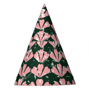 Chapeaux De Fêtes Coeurs gronces et fleurs motif.