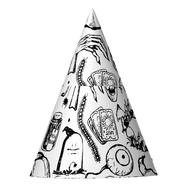 Chapeaux De Fêtes Collection Doodles Halloween, Style Vintage. (Devant)