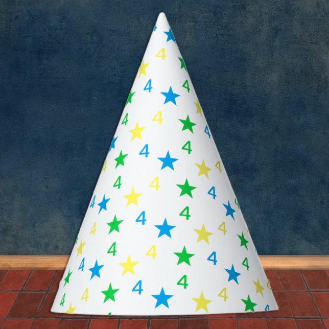 Chapeaux De Fêtes Colorée Stars Boys 4e anniversaire (Créateur téléchargé)