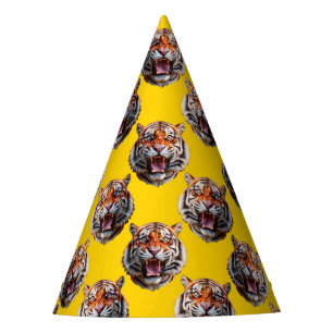 Chapeaux De Fêtes Conception de motif de tête de tigre jaune