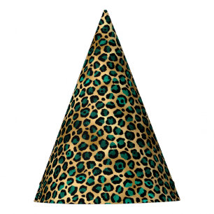 Chapeaux De Fêtes Conception Turquoise et Gold Leopard Series 14